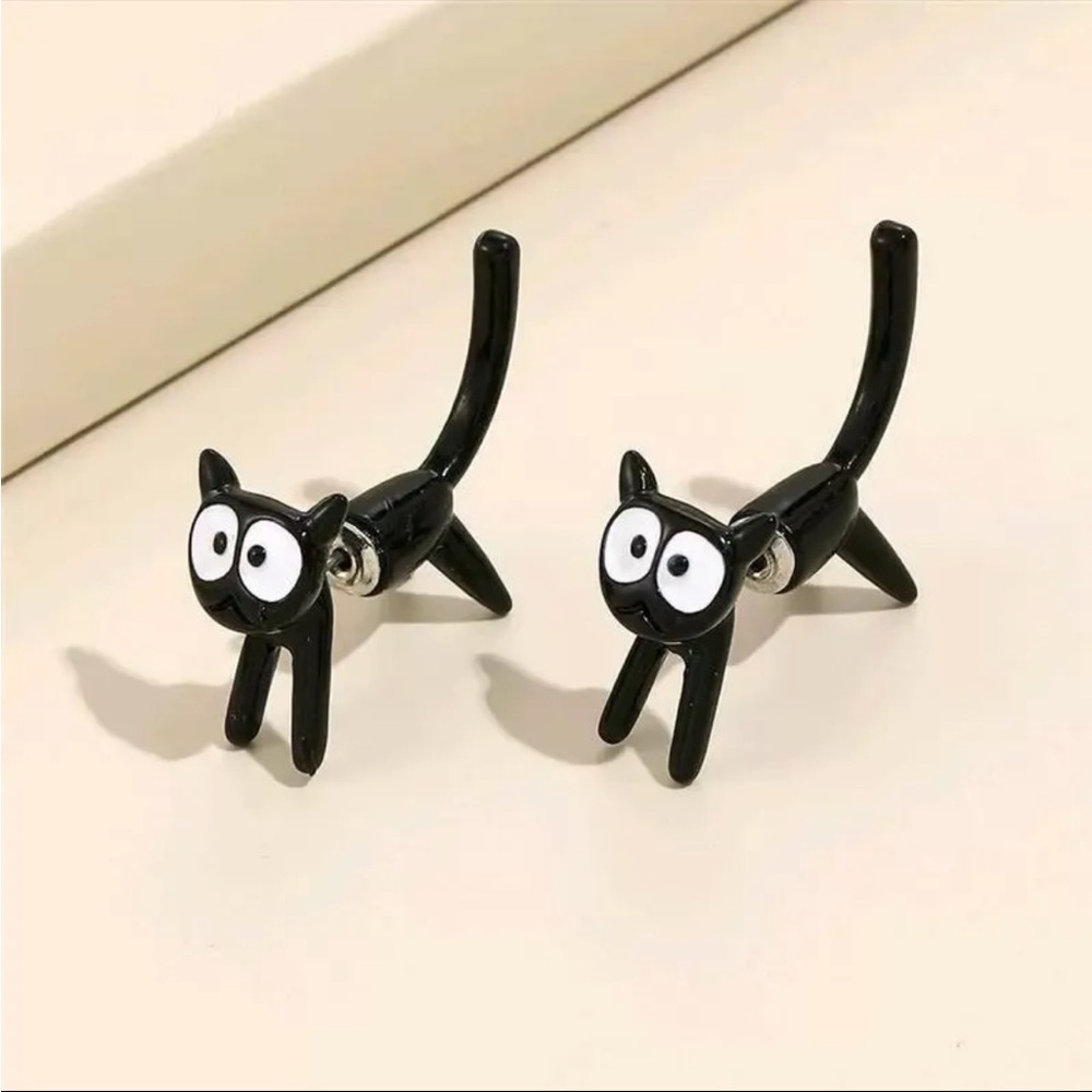 New black Cat earrings
